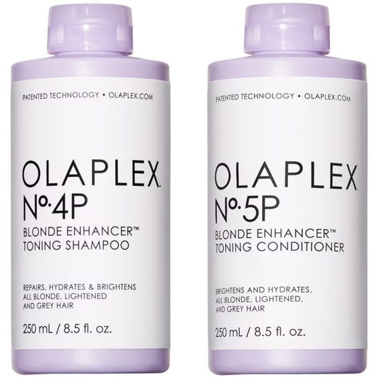Olaplex No4P Shampoo & No5P Conditioner Blonde Enhancing (with Free Brush)